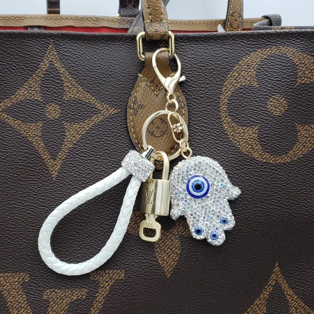 Authentic Louis Vuitton Lock & Key with unbranded Evil Eye Bagcharm